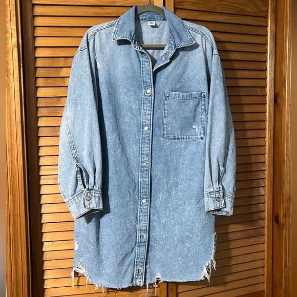 H&M Light Blue Denim Longline Jacket - Picture 6 of 12